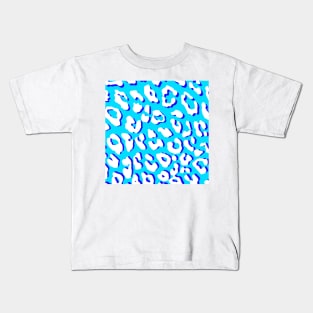 White Leopard Print Blue Navy Kids T-Shirt